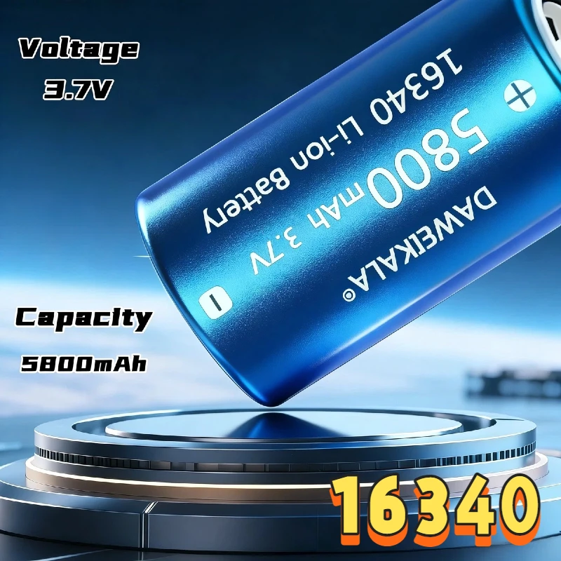 

16340 Travel & Emergency CR123A 3.7V Rechargeable Battery - 5800mAh Li-ion with Wall Charger for LED Flashlights