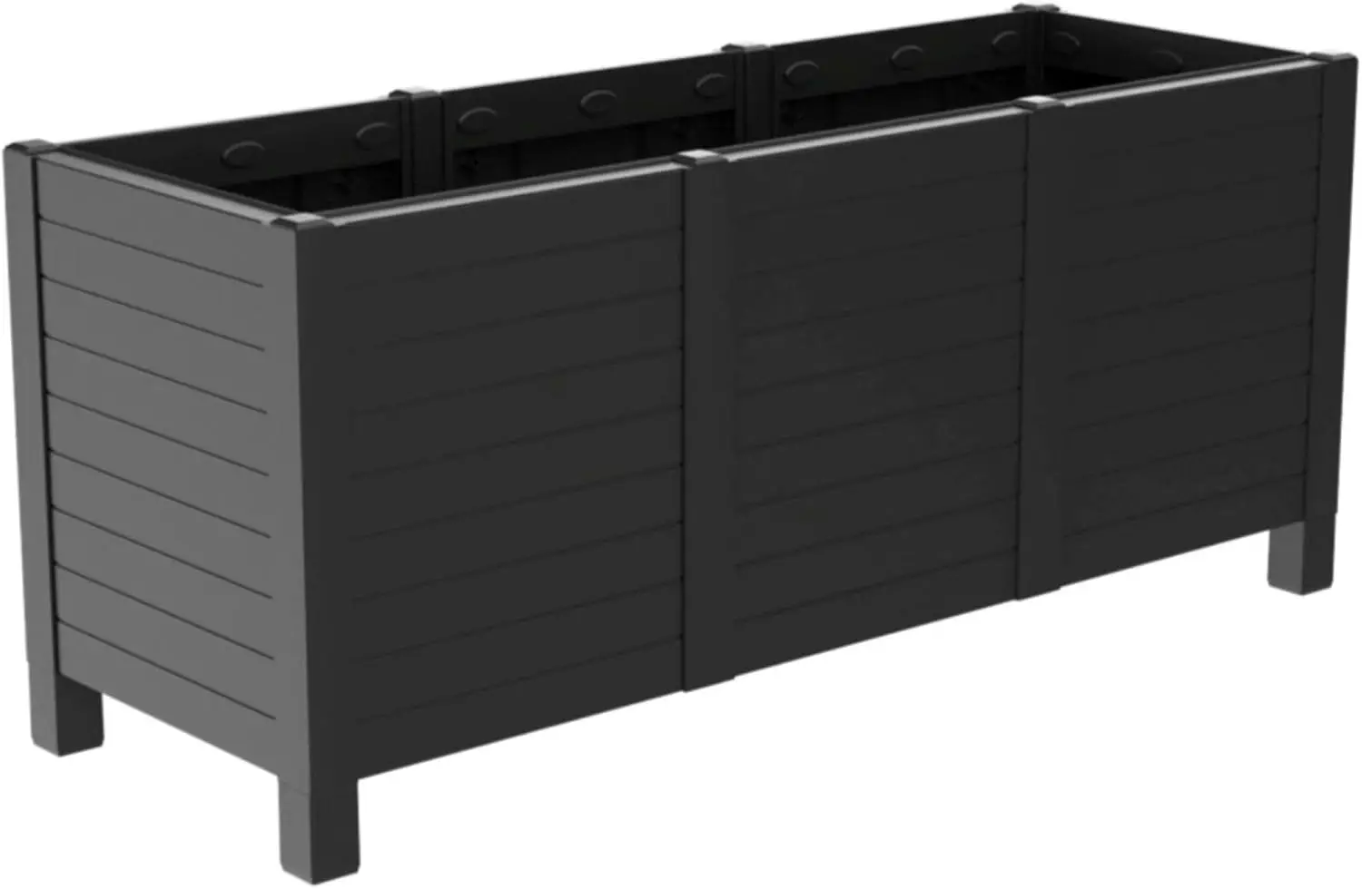 17-Inch x 48-Inch Raised Garden Trough Box with Tool-Free Connect System and Crafted from Recycled Materials, for Patios or Decks, Black