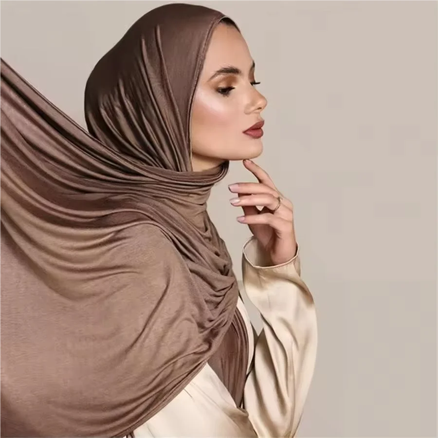 Modal Jersey Hijab For Women Cotton Headscarf Soft Long Shawl Muslim Fashion Scarves Islamic Turbans Women Bandana Headband