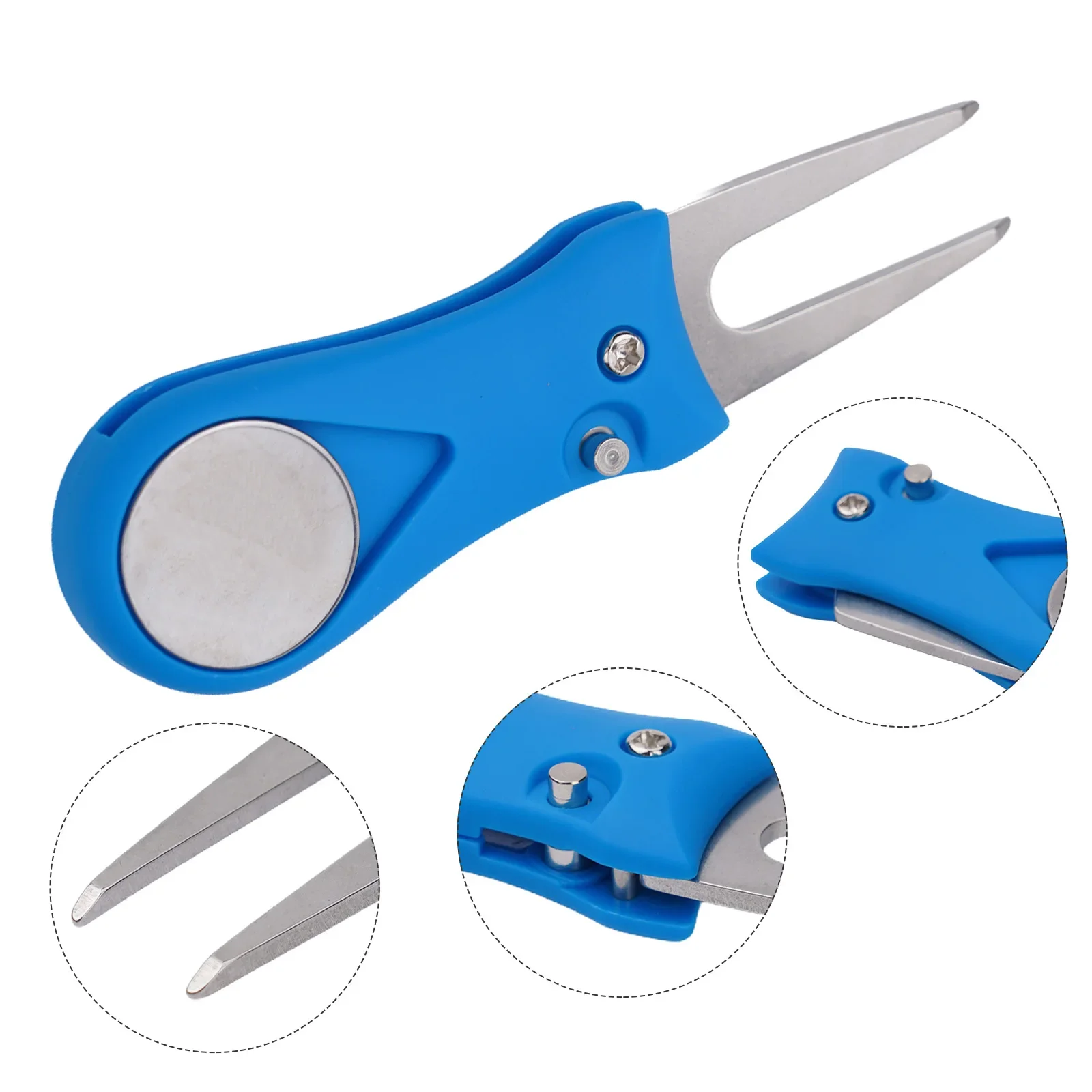 1pcs Divot Repair Tool With Ball Marker Pitch Mark Fork Pitchfork Foldable Divot Repair Tool Accessories