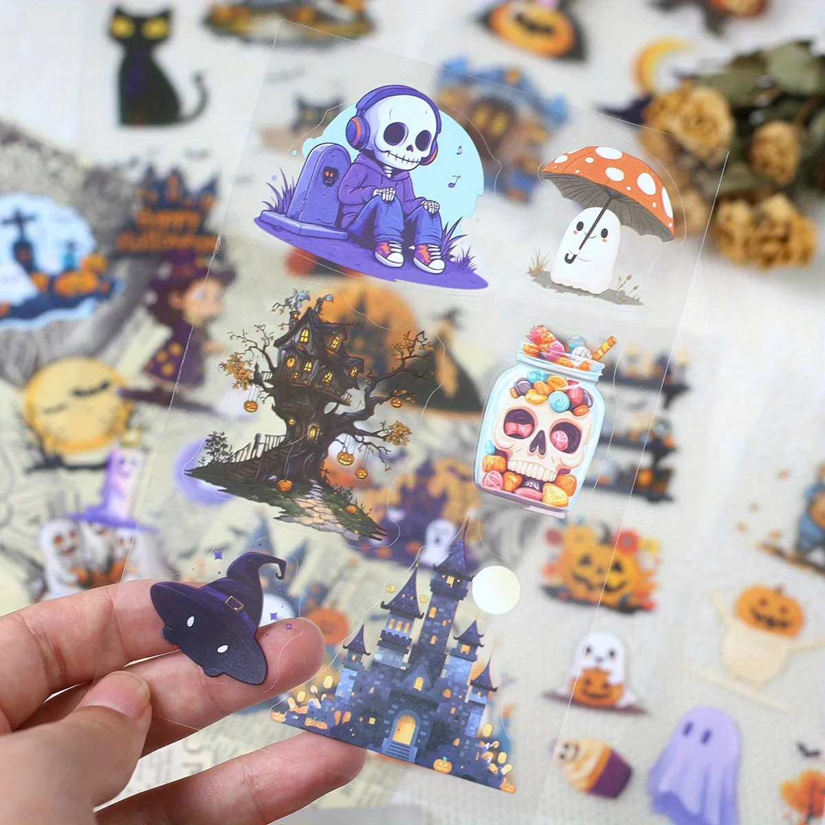 20 ورقة PET سجل القصاصات ملصقات كتاب سلسلة الهالوين لسكرابوكينغ غير المرغوب فيه مجلة الحرف الديكور مذكرات ملصقات الكولاج #6