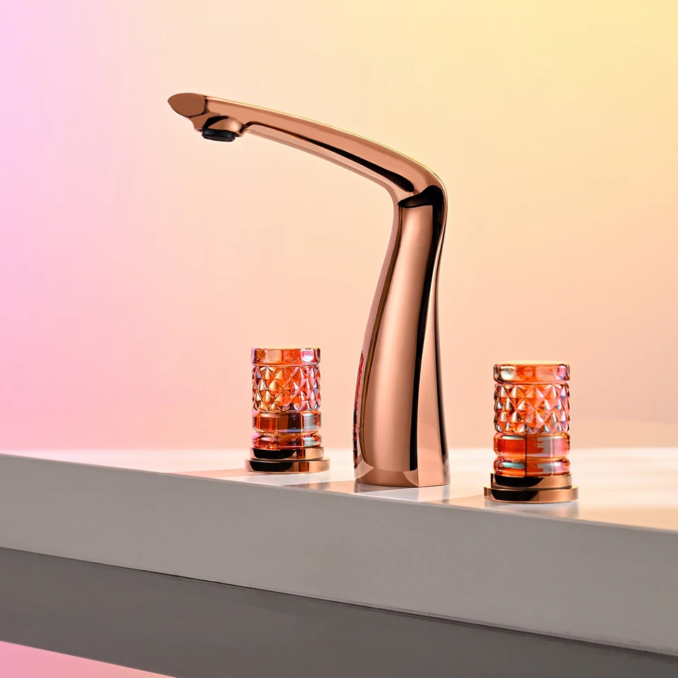Solid Brass Basin Faucet with Crystal Handle Bathroom Mixer Tap for Wash Sink Suitable for Home Or Hotel Use