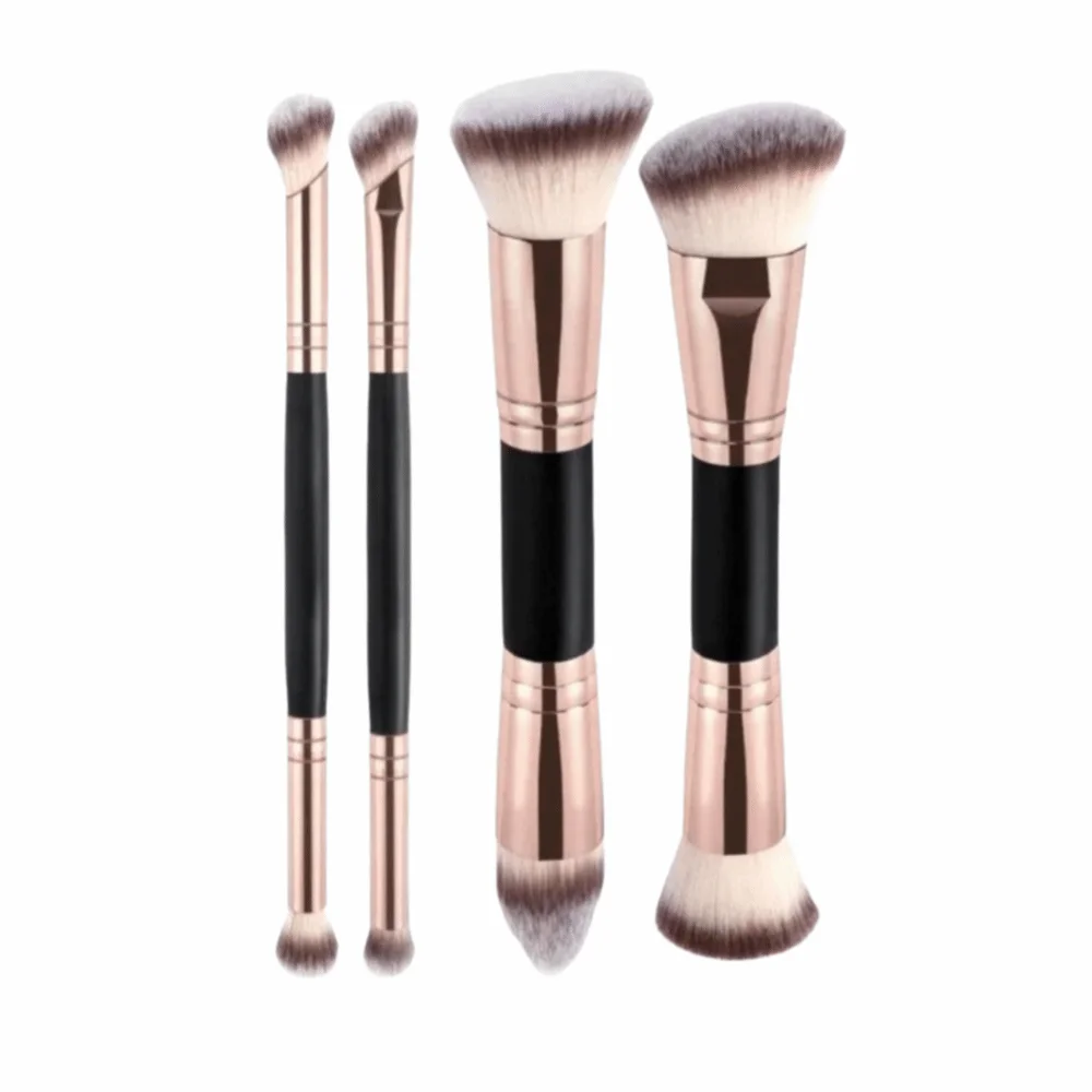 2/4/5Pcs Flat Top Dual-ended Makeup Brushes Angled Top Multi-Functional Foundation Brush Set Double-Ended Soft Bristle
