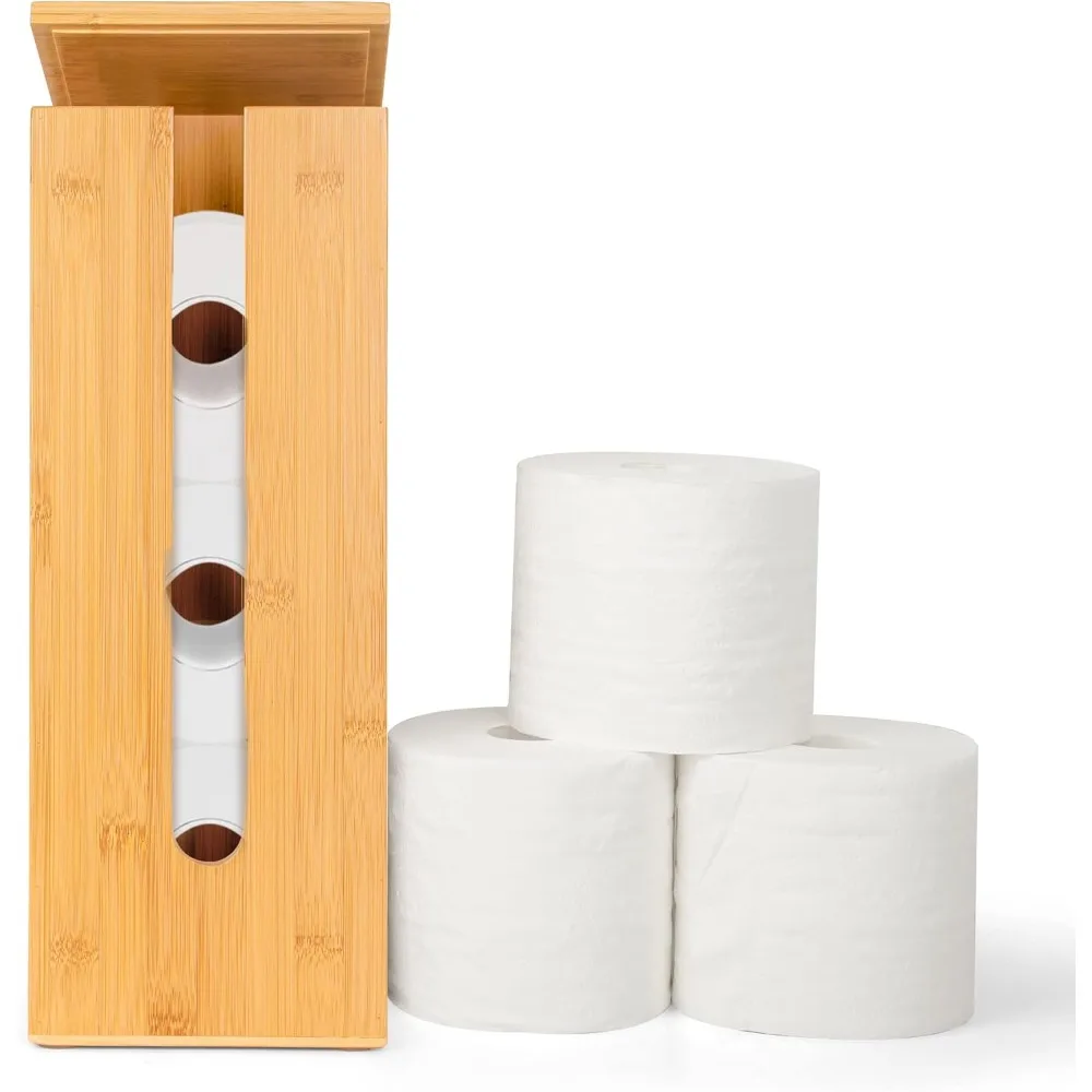 

Bamboo Toilet Paper Holder - Triple Roll Organizer for Bathroom, Eco-Friendly Bamboo Accessory