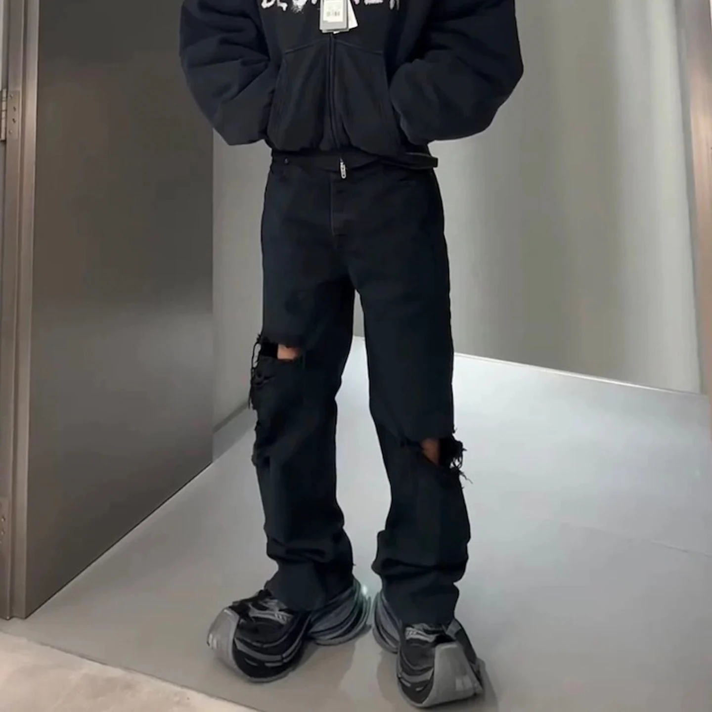 

Mijko Men's Bootcut Water Waed Ripped Jeans Straight Leg Denim Pants k Color Casual Youth ular mid Waist Zipper Fly