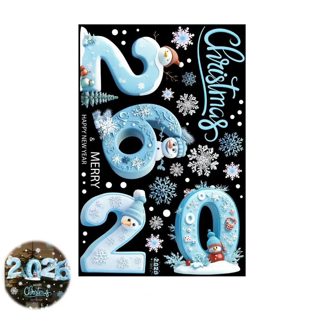 

40x60cm Merry Christmas Window Sticker Removable Winter Christmas Happy New Year Static Glass Sticker Holiday Party Decor Decal