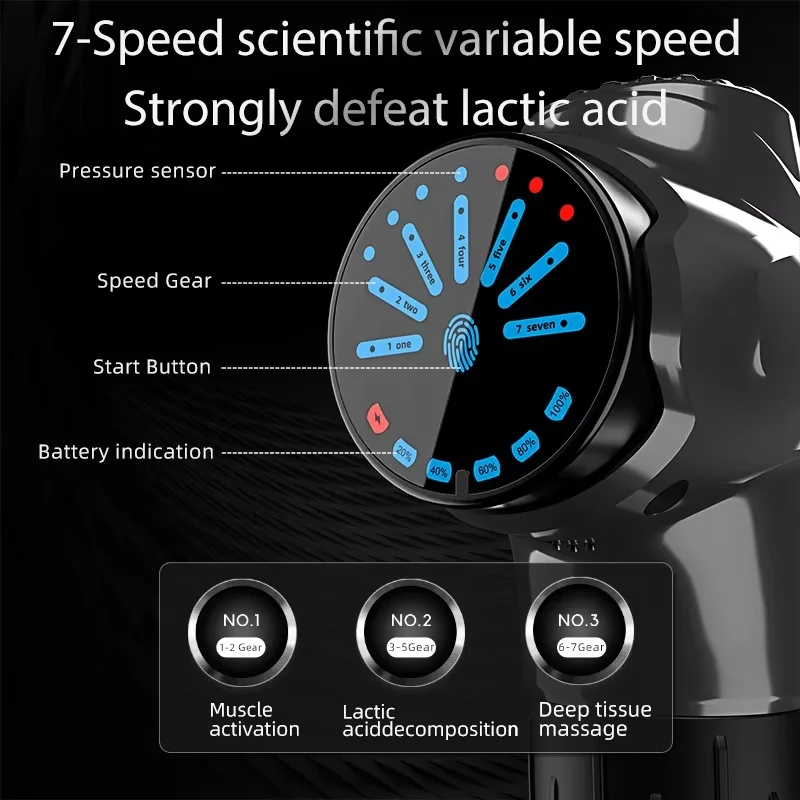 12 Interchangeable Massage Heads Multipurpose Handheld Fascia Gun with Wireless Charging for Body Application