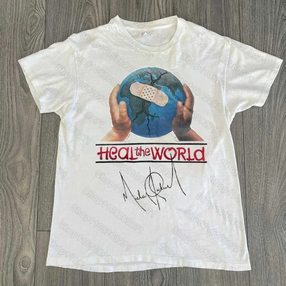 Heal The World Michael Jackson Album Cover Unisex Short Sleeve Men's Women's Tshirts Tee Children's Adult Parent Child T-Shirts