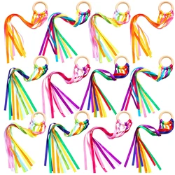 Rhythmic Dance Art Gymnastics Ribbon For Kids Rainbow Hand Kite Wood Ring Montessori Sensory Toys Children Kinder Spiele