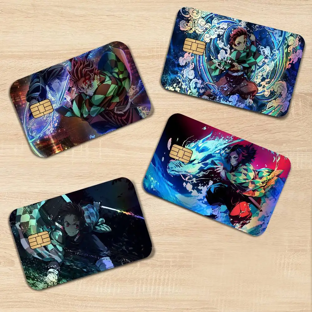Demon Slayer Tanjiro KamadoS Aesthetic Laser Bank Card Stickers Waterproof Trendy DIY Decals