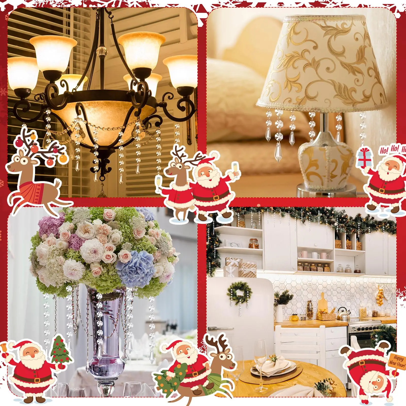 5/10PCS Icicle Crystal Pendants for Dining Table Chandeliers Clear Glass Garland Beaded Decoration Hanging DIY Christmas Tree