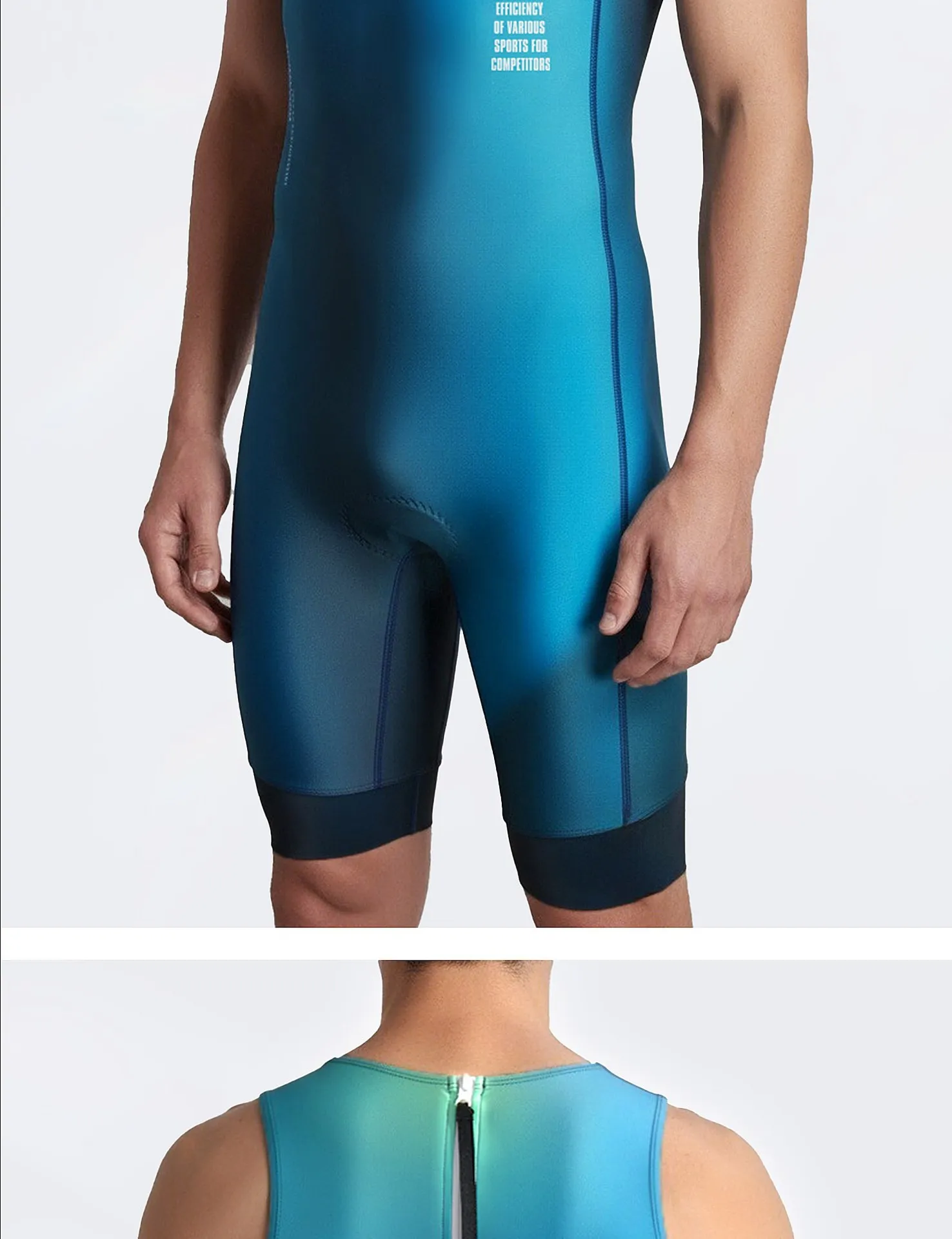 NUCKILY Triathlon-Anzug Ärmellos Jugend Ironman Schwimmen Radfahren Laufen Einteiliger Schnelltrocknender Atmungsaktiver Gepolsterter Reißverschluss am Rücken Rennausrüstung – Detail 12