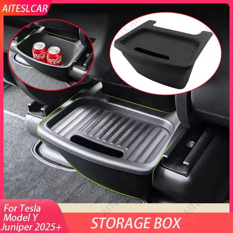 

For Tesla Model Y 2025 Juniper Accessories Storage Box Rear Seat Backseat TPE Storage Box Bins Trash Must-Have for Tesla Owners