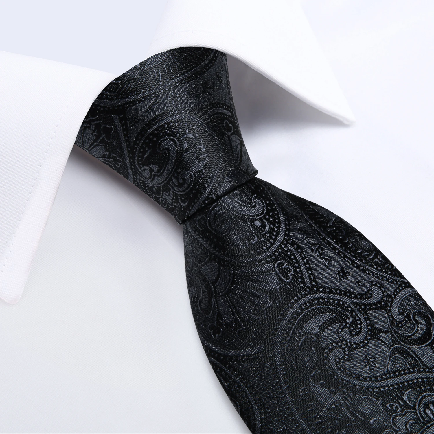 Preto paisley masculino gravata lenço abotoaduras conjunto jacquard gravata para homem masculino casamento negócios gravatas formal pai marido presente