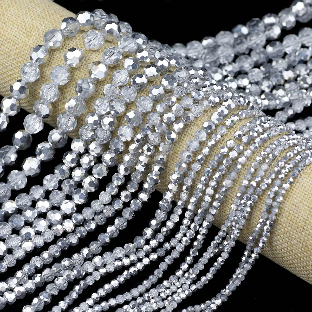 3-10mm 20-200pcs AB Half Silver Faceted Round Austrian Crystal Glass Ball Shape Loose Beads Jewelry Making DIY Bracelet Necklace