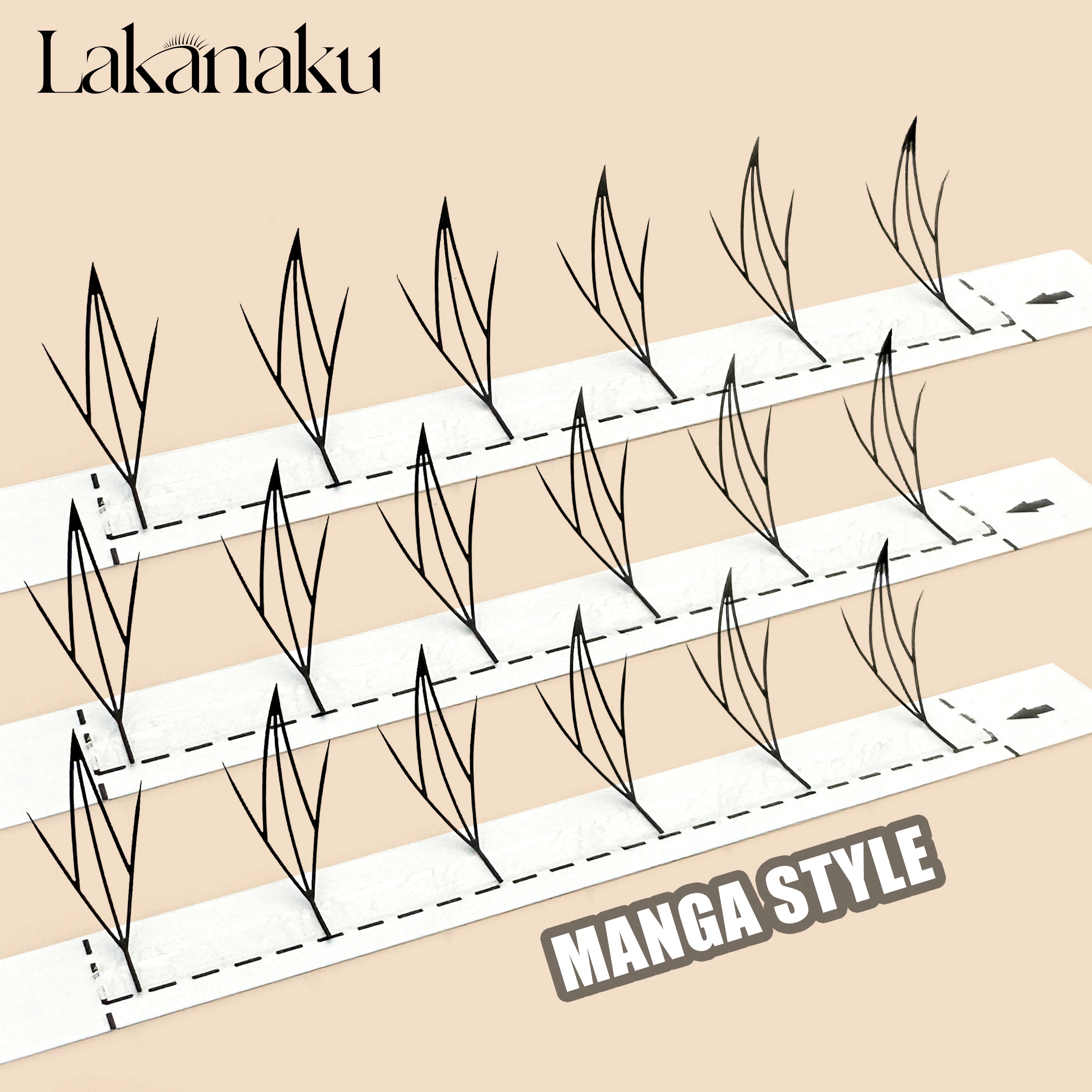 LAKANAKU cils Spire préfabriqués pointes de tour d'anime Ultra léger pointes d'anime imprimées en 3D Extensions de cils de bande dessinée Manga Lash