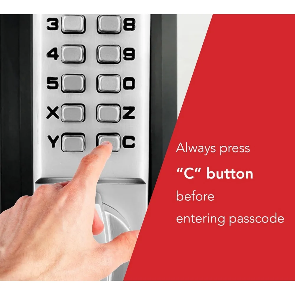 Mechanical Deadbolt Lock - Keyless Entry Door Lock - Code NOT Required When Locking – 100% Mechanical with Flat Spindle, Thumb