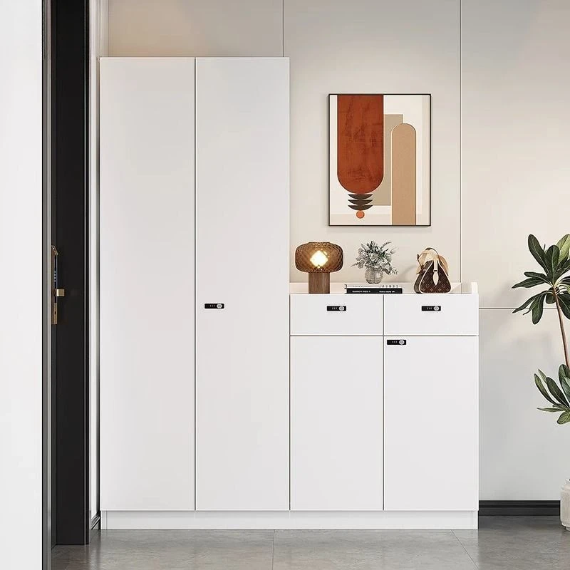 With lock, shoe cabinet, anti-theft password, household door cabinet, corridor, aisle, elevator entrance, corridor, locker, ligh