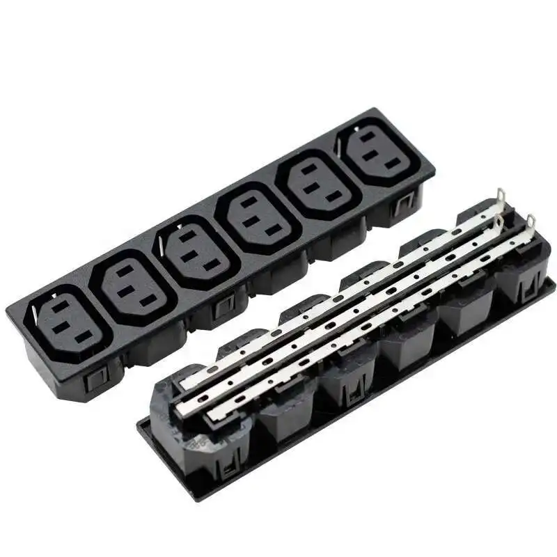 6 Outlet Way IEC C13 Female Connectors PDU Socket, Industrial Strip Superior Quality Black Power Connector Socket