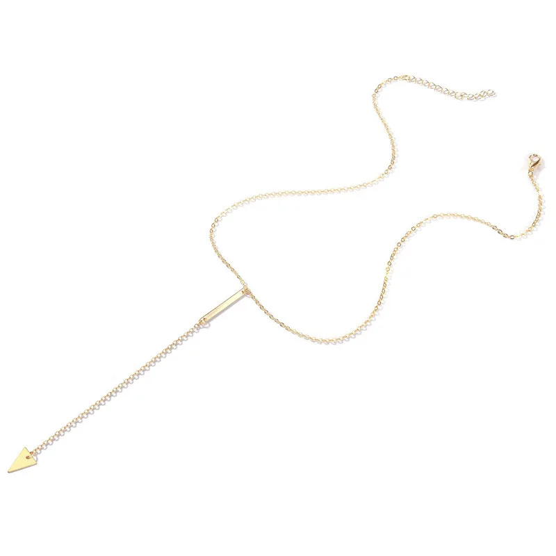 Fashion 2025 New Jewelry Necklace Personality Simple Metal Strip Triangle Tassel Women Short Paragraph Necklace Wholesale Gift