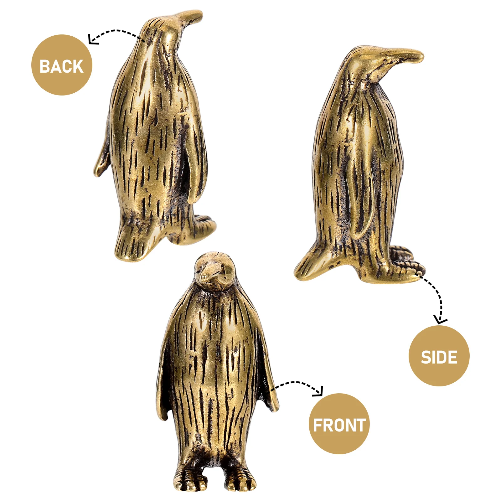 

Solid Brass Standing Miniature Penguin Statue Desktop Decorative Trinkets Creativity Marine Animal Cute Craft Garden Sculpture