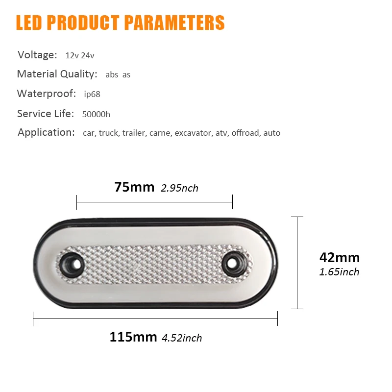 Luces de posición laterales para camión, delantera y trasera luz blanca de señalización, impermeable, para remolque, 5 piezas, 12V y 24V