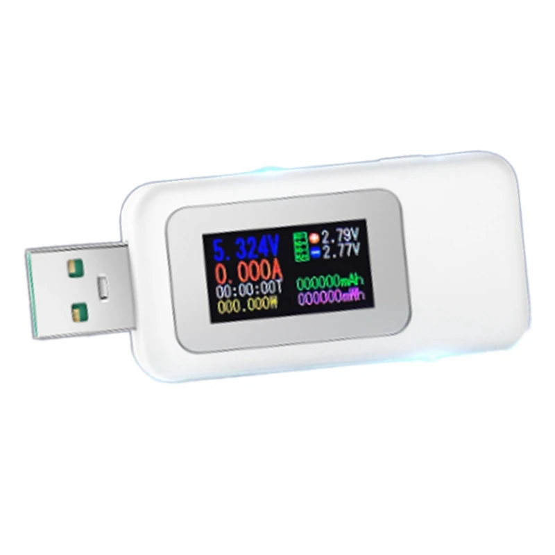 Charger Detector 0-6.5A Current 4-30V Voltmeter Monitoring Time Display Mobile Powers Detection MX18L White