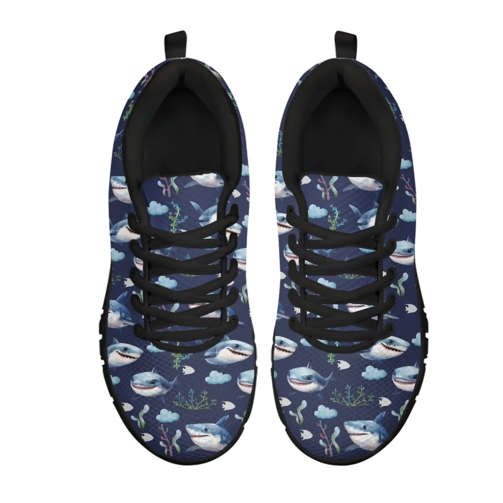 Coloranimal Shark Print Women Lightweight Breathable Work Shoes for Nurses Standing All Day Non Slip Walking Tennis Shoes