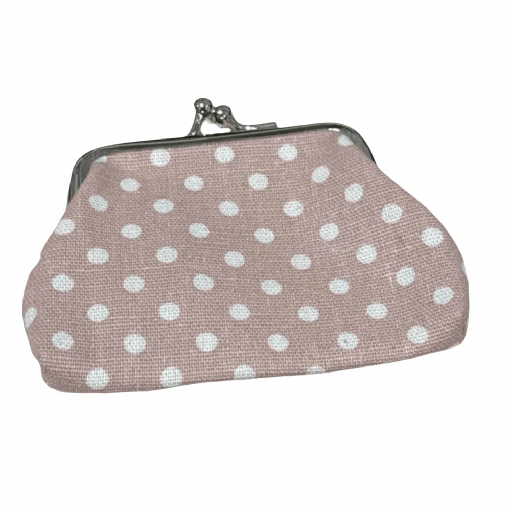 Retro Fashion Zipper For Girls Clutch Change Purse Dots Linen Coin Purse Small Purse Wallets Coin Bag Korean Money Bag