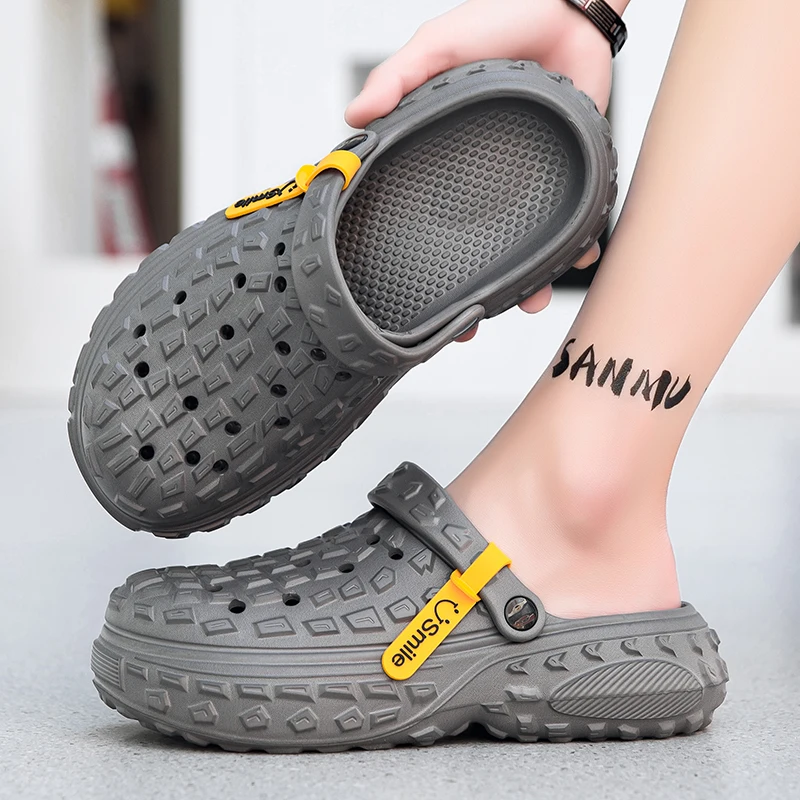 Men Platform Rubber Sandals Thick Soles Clogs Garden Shoes Beach Shoes Soft Comfortable 5cm High