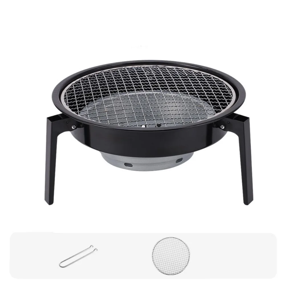 

Multifunctional Foldable Barbecue Grill Round Removable Charcoal Grill with Grilling Net Carbon Burner Stove Picnic
