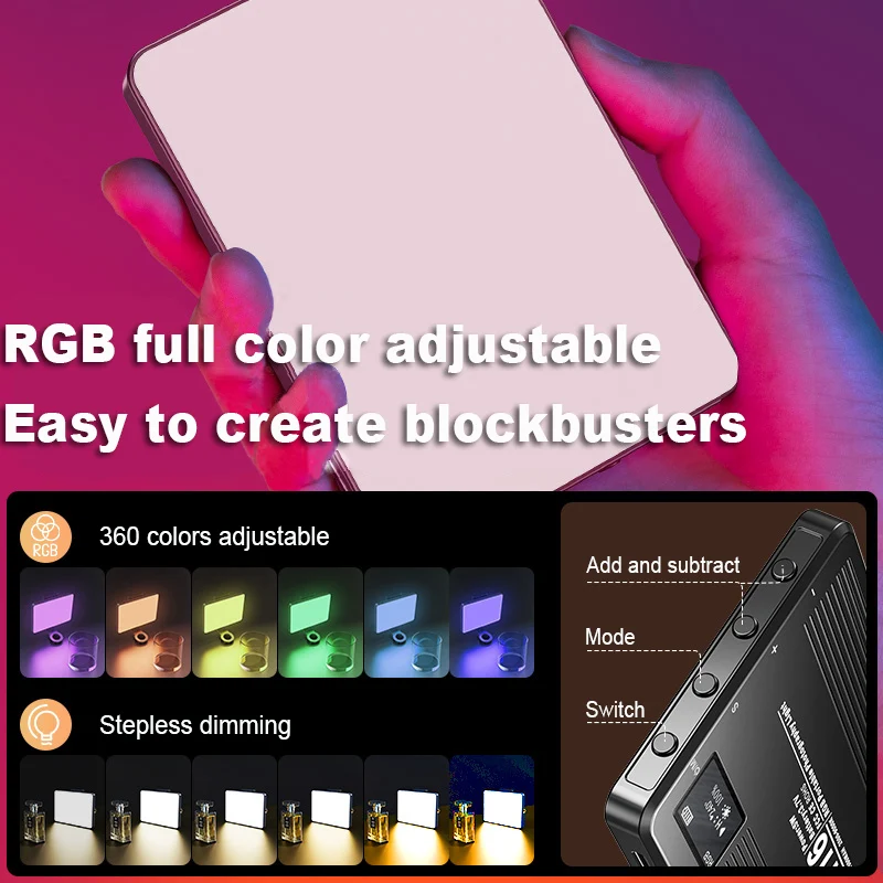 LED RGB Video Light Pocket Fill Camera Lighting 3000-9000K Photo Studio Lamp Photography Lights For Youtube Tiktok Vlog Live