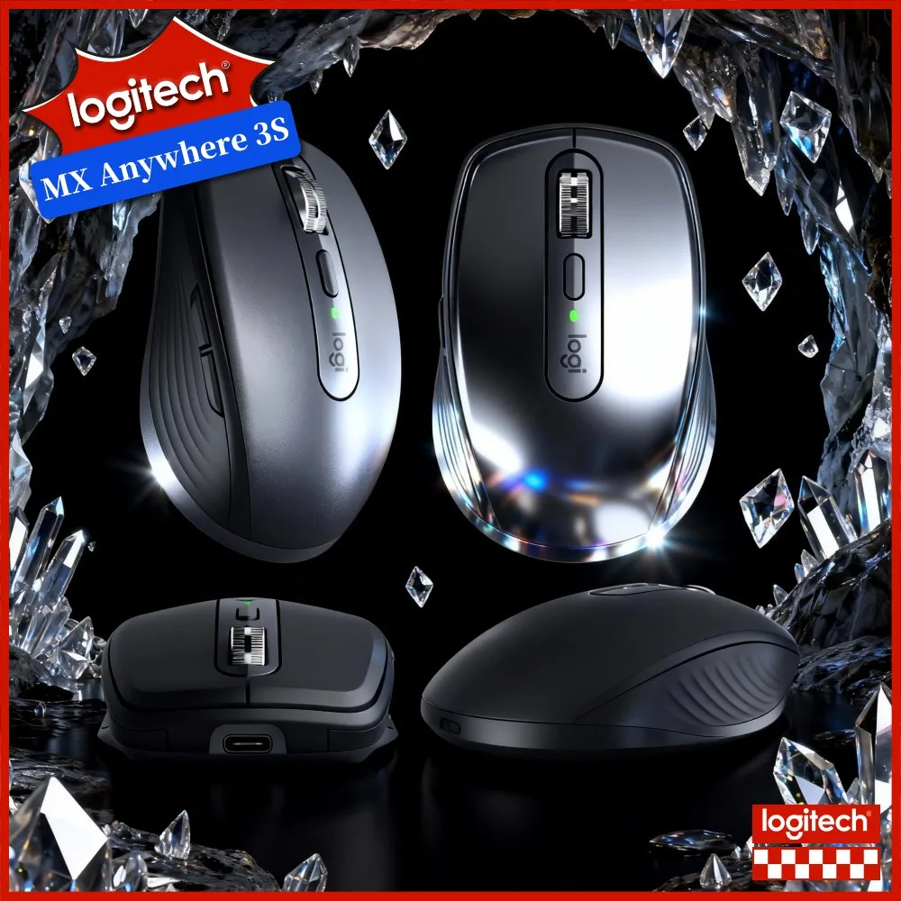 Professional Logitech MX Anywhere 3S - 8K DPI Darkfield, Magspeed Scroll, Silent Buttons, Office Use, USB-C Quick Charge