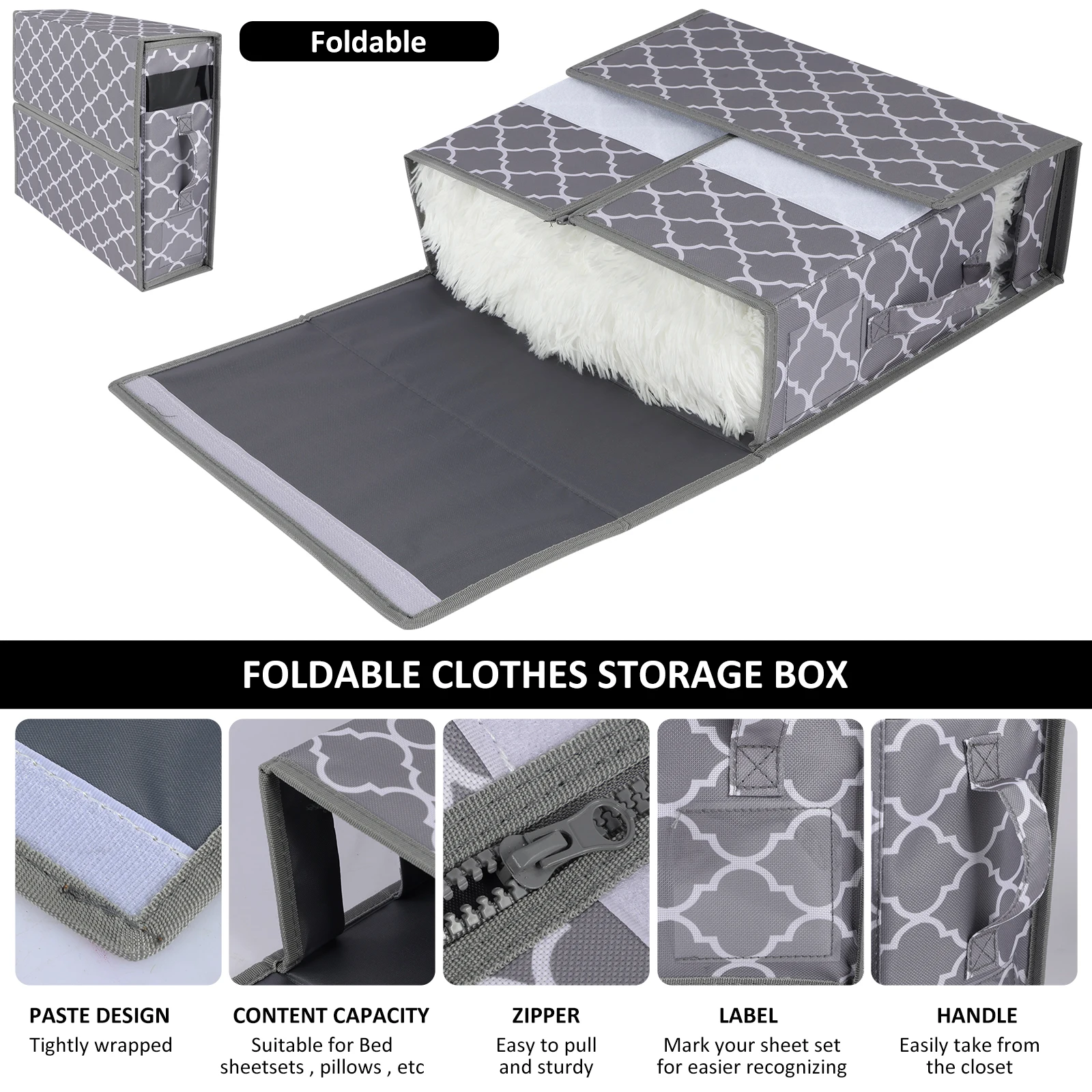 1/2Pcs Foldable Bedding Storage Box Large Capacity Oxford Cloth Bed Sheet Organizer for Clothes Duvet Covers Closet Organizer