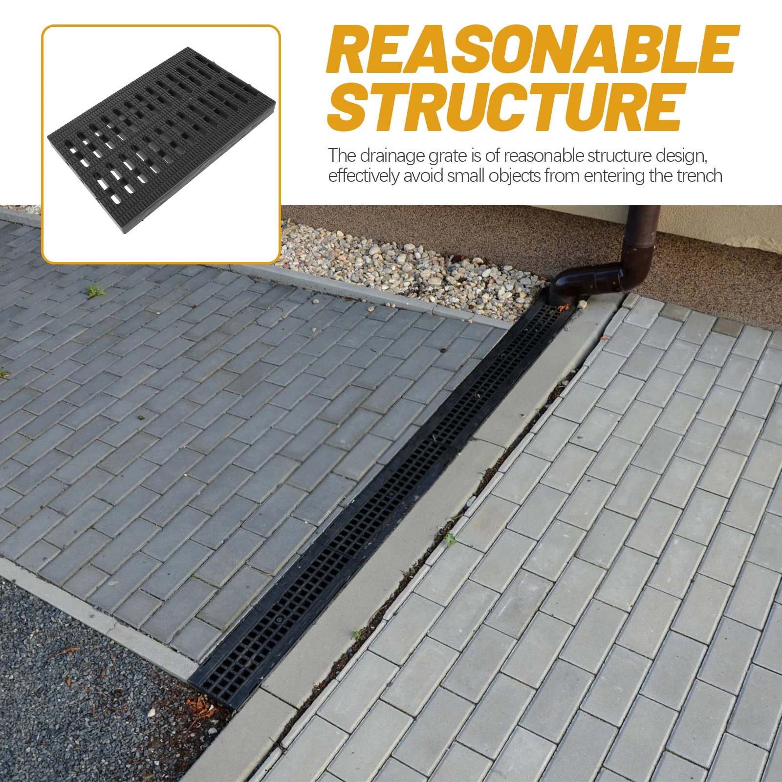 排水格子プラスチックトレンチカバー屋外下水道カバー交換可能な頑丈な格子キッチンガレージガーデンチャネルドレイン用