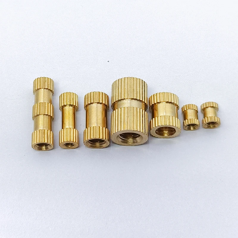 Hot Press M2 Knurl Brass Insert Nut Through Hole Blind Hole Inlaid Copper Thread Nut Plastic Injection Fixing Fitting