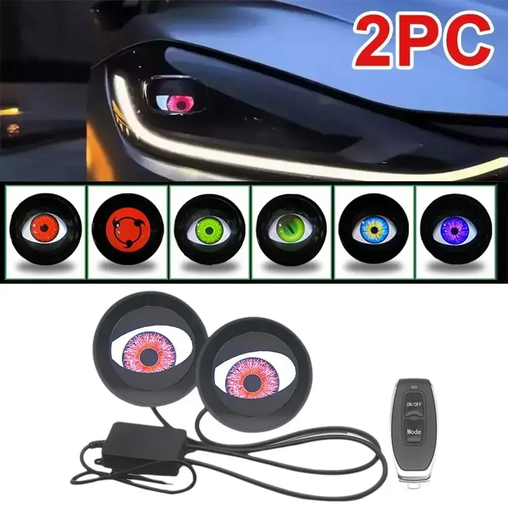 12V Remote Control Eyes Dynamic Devil Eyes LED Car Lights 2 Inch Retrofit Kits Headlight Assembly Auto Accessories Bi Led Lenses