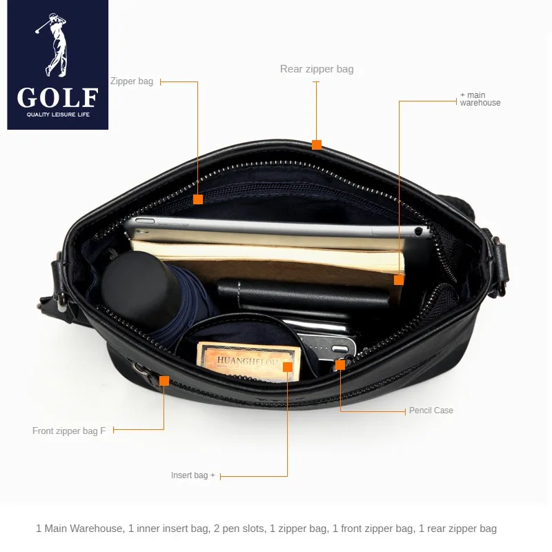 Golf Heren Tas Vrijetijdsmode Schoudertas Zakelijke Print Crossbody Kleine Rugzak Lichtgewicht Handtas Merk Aktetas