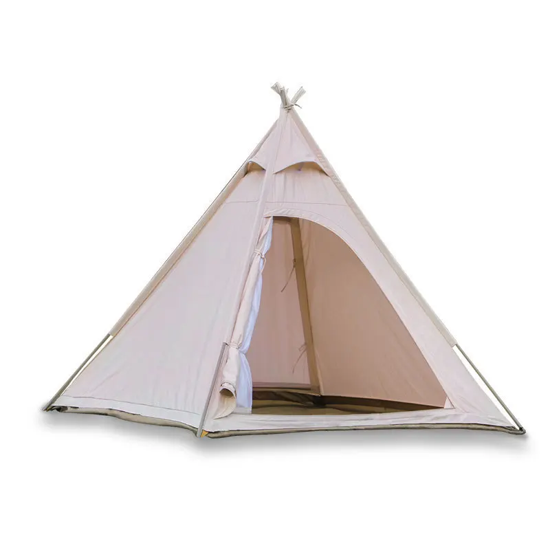 Tiendas de campaña de lona portátiles para acampar, tienda piramidal de lona de algodón Glamping de lujo al aire libre, tienda tipi de Camping impermeable de estilo indio