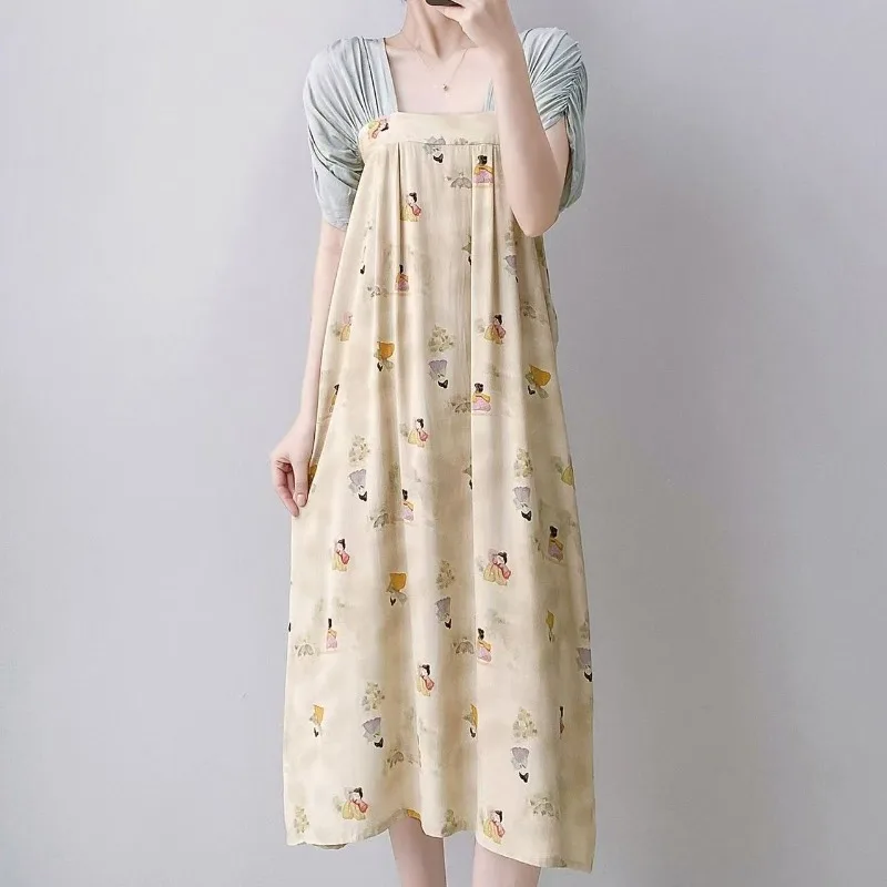 

New Style Chinese Ethnic Style Sleeveless Vest Dress for Women, Summer Thin Cotton Silk, Loose Fit 2026