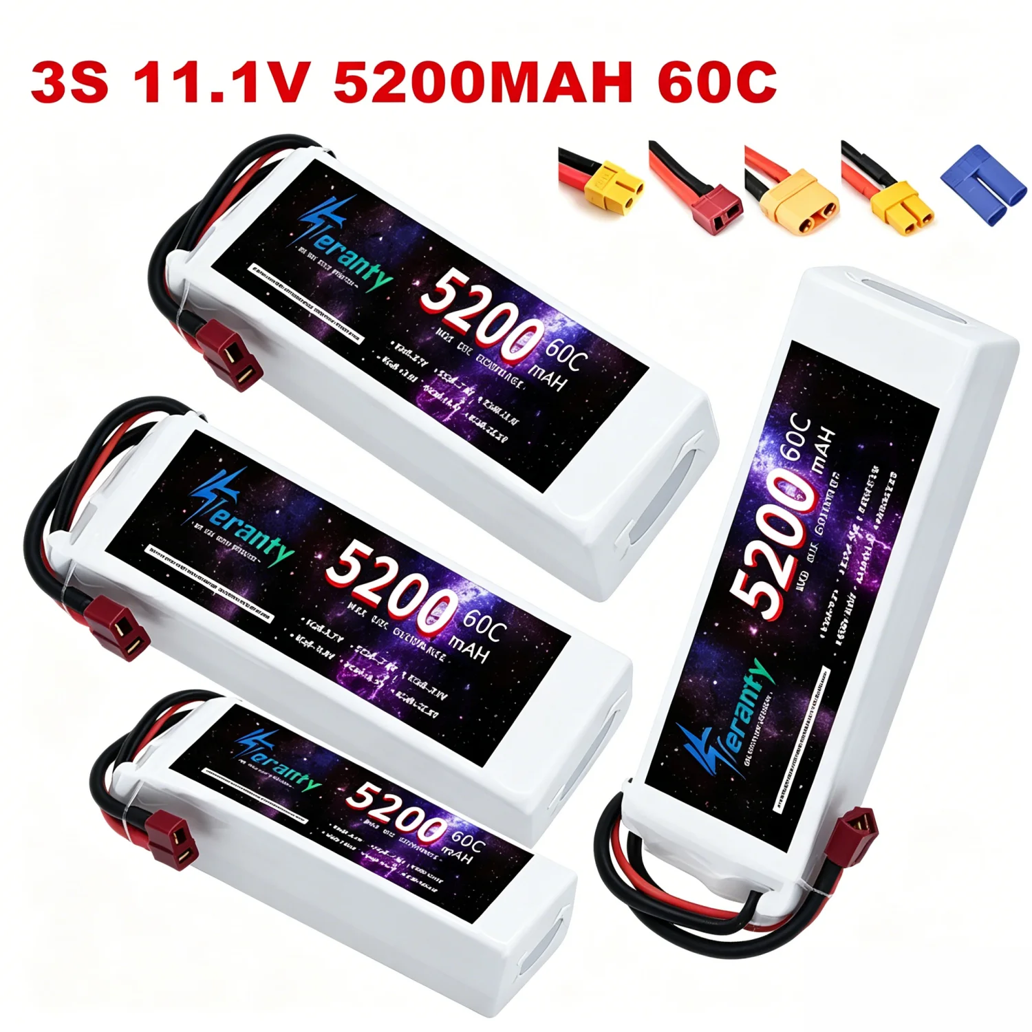 3S Lipo Battery 11.1V 5200Mah 60C High Capacity Lithium Battery with XT60 Deans T XT90 EC5 for RC Drone Car Airplane Helicopter