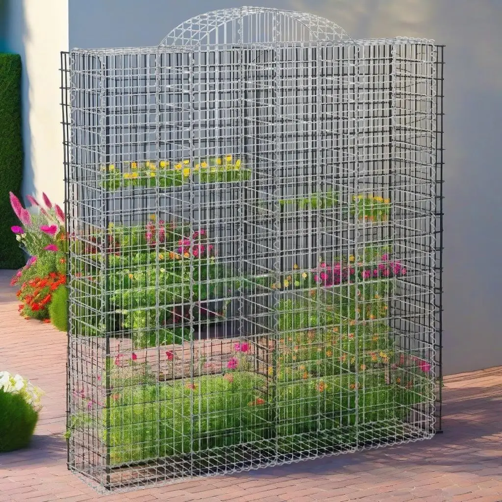 5 Pcs Galvanized Iron Arched Gabion Baskets 200x50x220/240 cm Outdoor Garden Retaining Wall