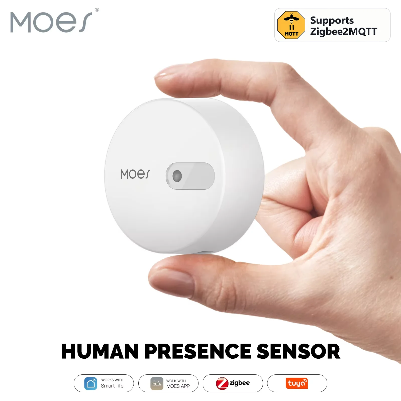 MOES ZigBee Human Presence Sensor Detector Radar Wave Detection for Home Security Tuya Smart Human Body Exists Sensor 2MQTT