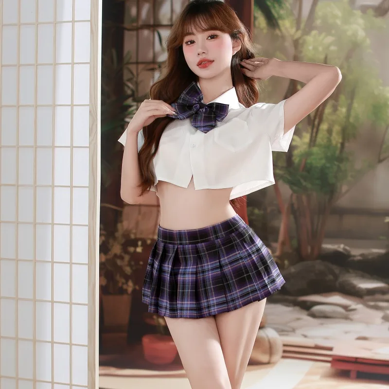اليابانية مثير تلميذة تأثيري الملابس الداخلية للنساء ازياء الطلاب موحدة لعب الأدوار مطوي تنورة صغيرة مثير الملابس المشاغب #2