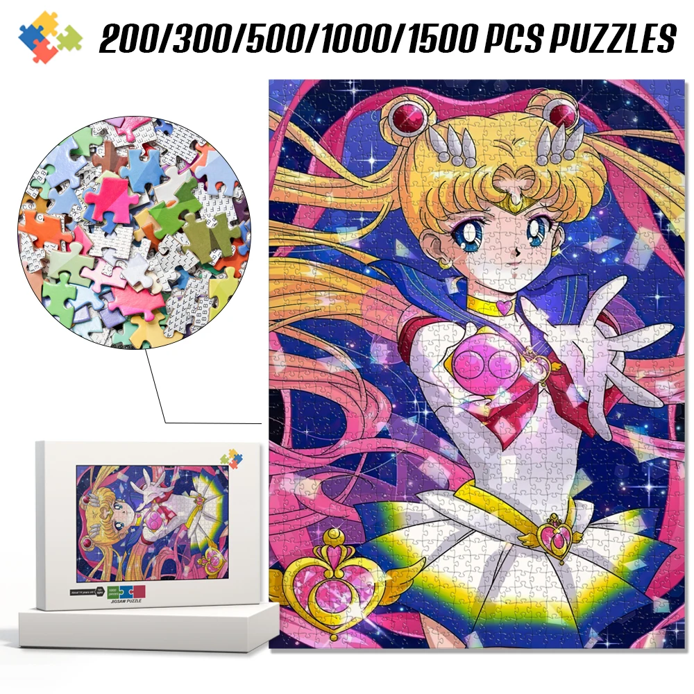 

Обучающие головоломки Монтессори в стиле аниме «Сейлор Мун», ручная работа, картонные/деревянные игрушки-головоломки разных размеров, чтобы расставить время