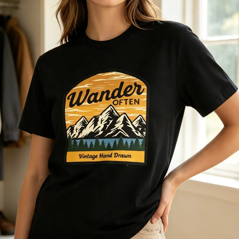 Wander Often T‑Shirt Vintage Mountain Print Tee Men Women Retro Outdoor Hiking Camping Nature‑lover Casual Wear Y2k Top Harajuku