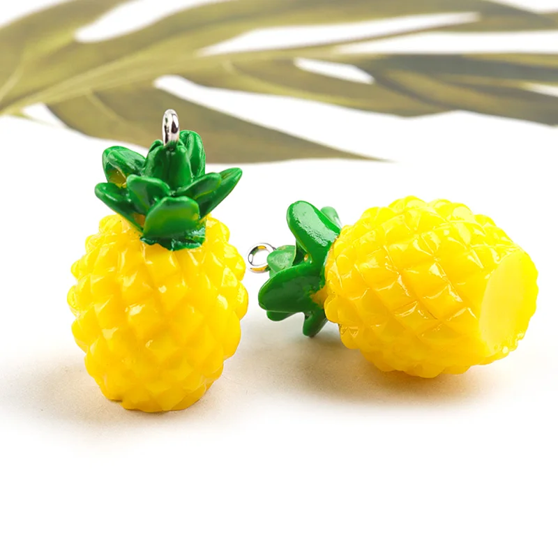 5Pcs/Lot Fruit Acrylic Charms Colorful Pineapple Strawberry Apple Pendants For DIY Crafts Ornament Making Finding Accessories