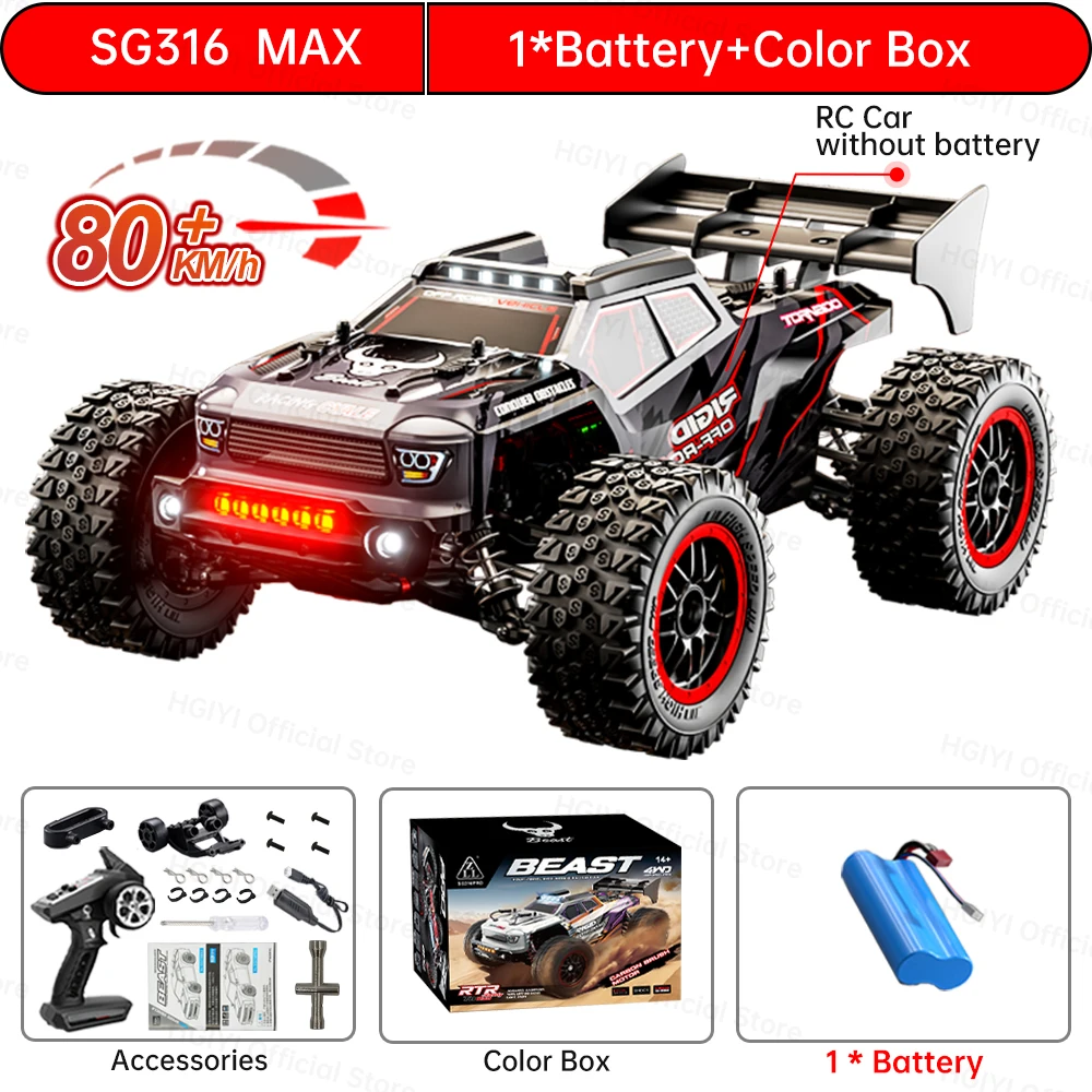 ZLL SG316 MAX/PRO 1:16 Hoge Snelheid Drift Racewagen 80 KM/H Of 40 KM/H Borstelloze Motor 4WD RC Auto Off Road Auto Speelgoed Voor Kinderen Geschenken