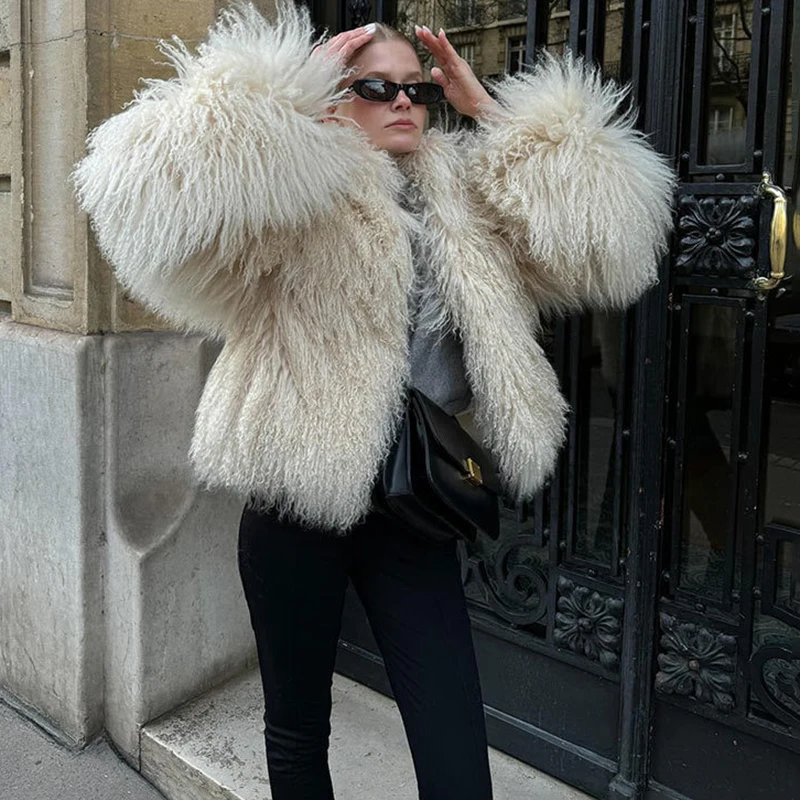 Tornova Winter 2025 Witte Nepbontjas Vrouwen Pluizige Eco Vossenbont Jas Meisjes Hot Cropped Overjas Herfst Warme Straat Vrouwelijke