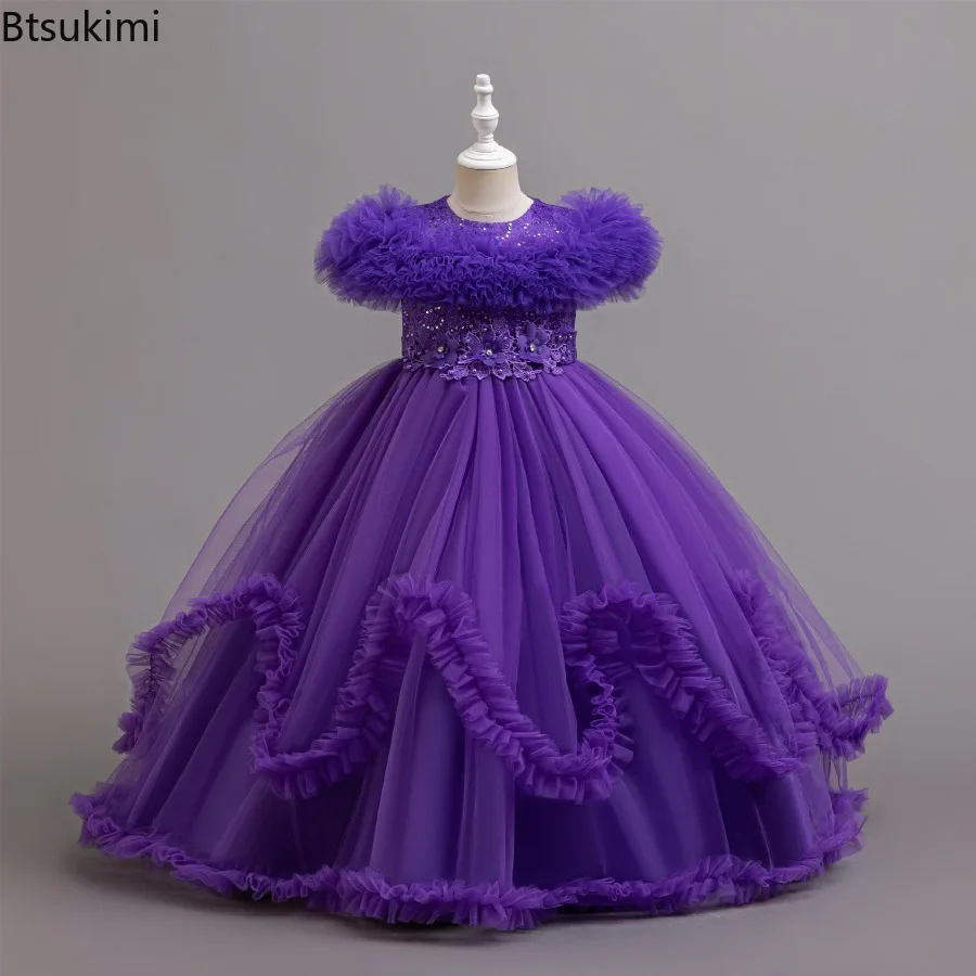 Baby Girls Elegant Princess Dress Glitter Birthday Party Gown for Kids Stage Show Wedding Christmas Costume Fairy Tale Ball Gown